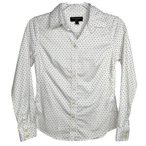 Banana Republic Factory Women's Non-Iron Polka Dot Long Sleeve Button Down Shirt